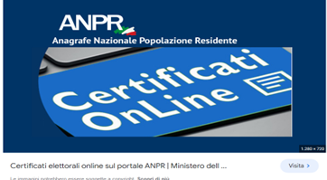 Attivazione servizio di rilascio dei certificati elettorali tramite ANPR